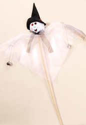 3' White Gossamer Ghost on Stick w/ Bells