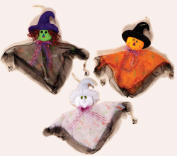 18" Hanging Gossamer Ghost, Witch, Pumpkin