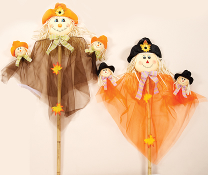 47" Triple Scarecrow Faces on Pole