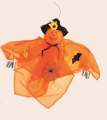 3' Hanging Decorated Gossamer Ghost w/ Cans