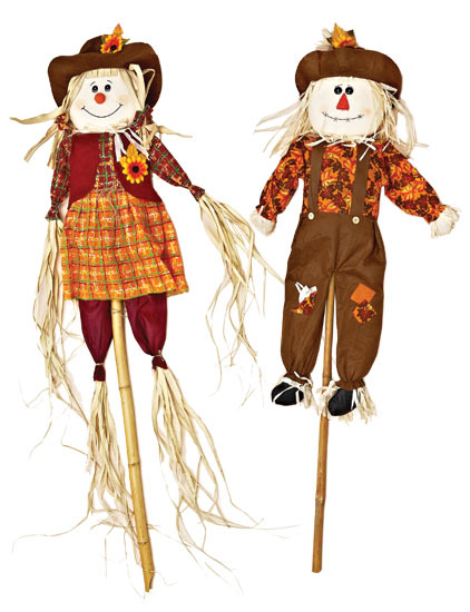 5' Boy & Girl Scarecrow on Single Pole