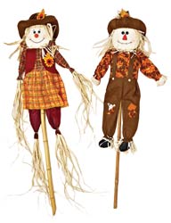 5' Boy & Girl Scarecrow on Single Pole