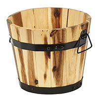 Wood Barrel Planter, 11" X 11" X 9"