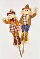 60" Boy & Girl Scarecrow on Pole w/ Boots, 2 Asst 