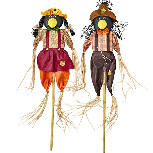 60" Crow Scarecrow On Pole