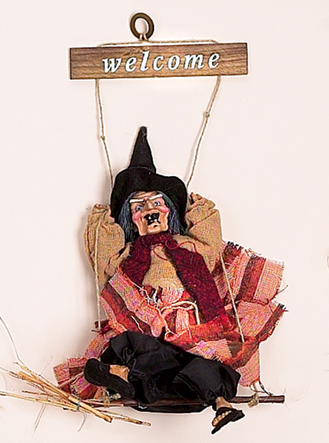 13" Kicking Witch on Swing w/Sound-CLOSE OUT