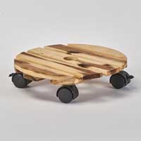 12" Wood Planter Caddy With Rotating Casters