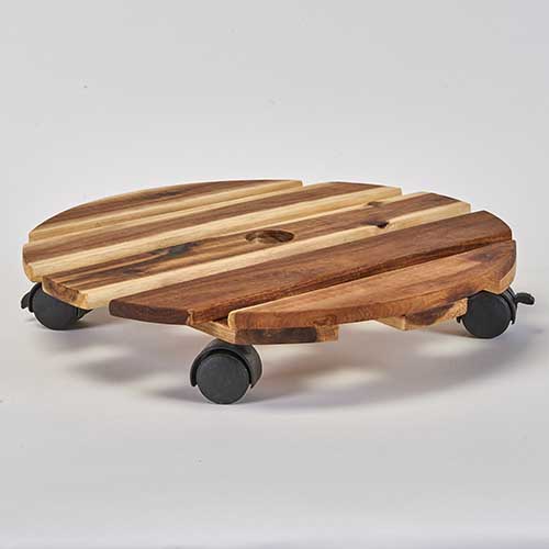 16" Wood Planter Caddy With Rotating Casters