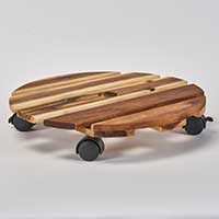16" Wood Planter Caddy With Rotating Casters