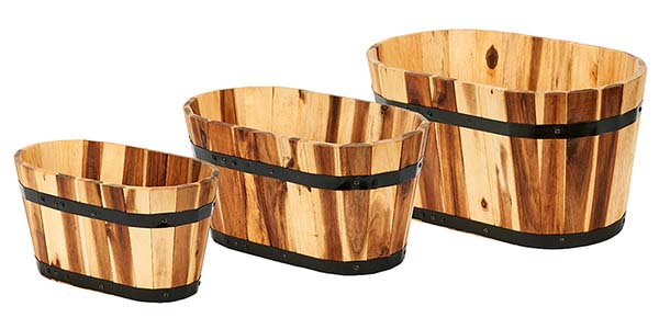 Nested Oval Wood Planter, 20", 18", 15"