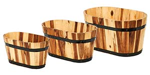 Nested Oval Wood Planter, 20", 18", 15"