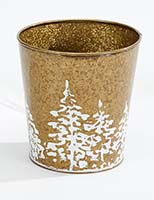 Gold Galvanized Planter with Tree Design 7.5" Height, 7" Width