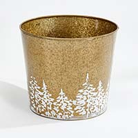 Gold Galvanized Planter with Tree Design 10.5" Height, 12" Width