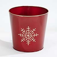 Gold Galvanized Planter with Snowflake Design 9.25" Height, 9.5" Width