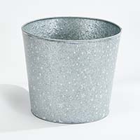 Galvanized Planter with White Stars & Dots 10.5" Height, 12" Width