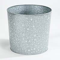Galvanized Planter with White Stars & Dots 11.5" Height, 12.5" Width