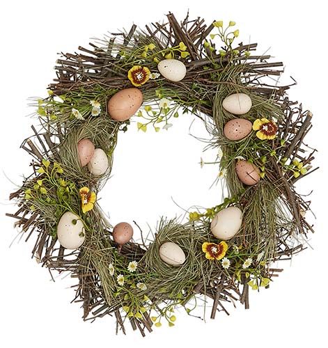 15" Multicolor Easter Egg Wreath - CLOSEOUT