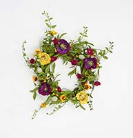 22" MIXED FLOWER WREATH WITH PODS ON NATURAL TWIG WREATH 