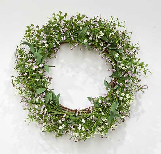18" Queen Ann Lace Wreath On Natural Twig Base
