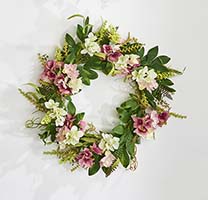 22" White & Pink Hydrangea Wreath