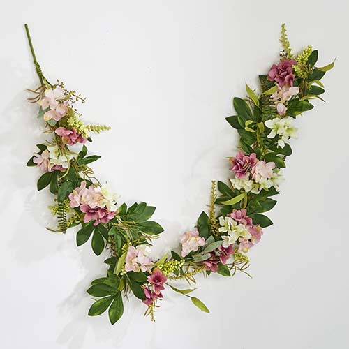 5' White & Pink Hydrangea Garland
