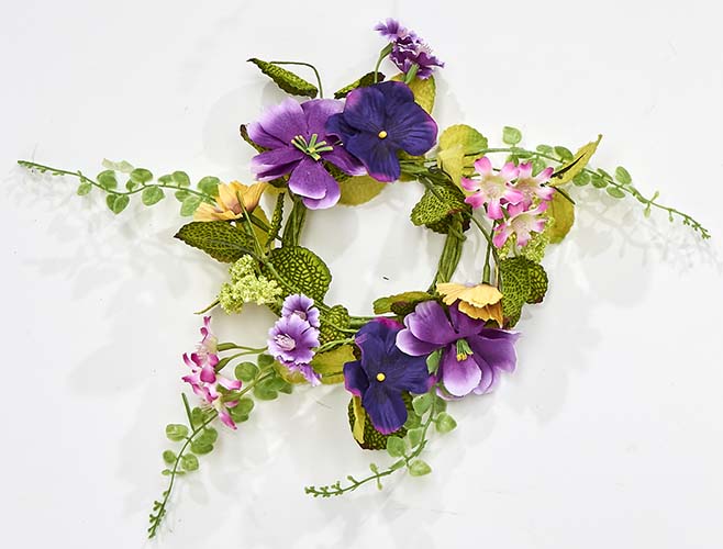 3.25" Purple Pansy Candle Ring
