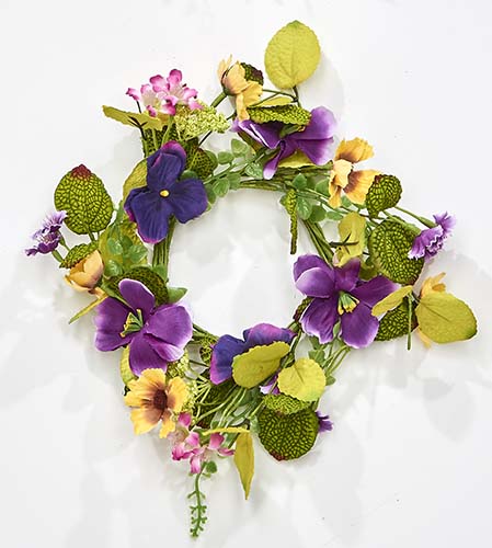 4.25" Purple Pansy Candle Ring