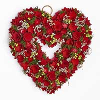 15" Valentines Wood Curl Heart Wreath With Floral Accents