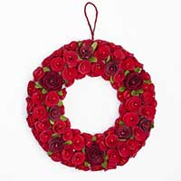 16" Red Valentines Wood Curl Wreath With Roses