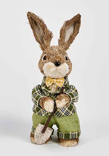 12" Standing Sisal Bunny Holding a Shovel