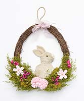 13" Easter Wreath with Bunny and Flowers