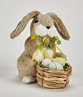 7" Standing Bunny Holding Basket Full of Eggs