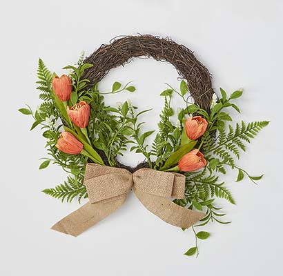 16" Peach Tulip Half Wreath