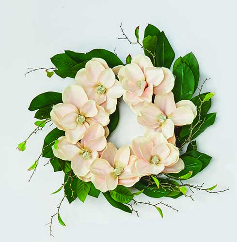 28" Magnolia Wreath On Natural Twig Base