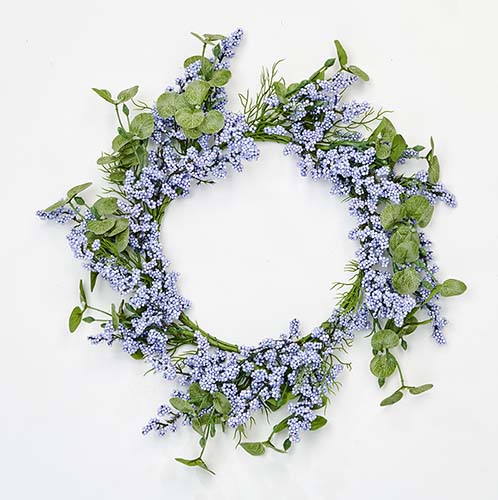 16" Purple Bud and Green Leaves Wreath