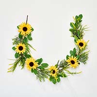 60" Sunflower and Green Leaves Garland