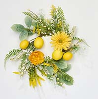 20" Lemon, Green Leaves and Flowers Wreath