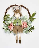 19" Easter Country Bunny Sitting on Wreath