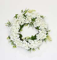 24" Hydrangea Wreath on Natural Twig Base, White