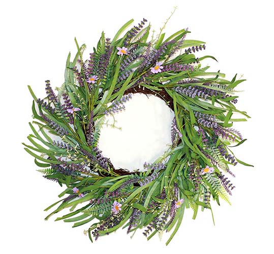 24" Lavender & Fern Wreath on Natural Twig Base