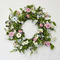 22" Spring Daisy Wreath on Natural Twig Base