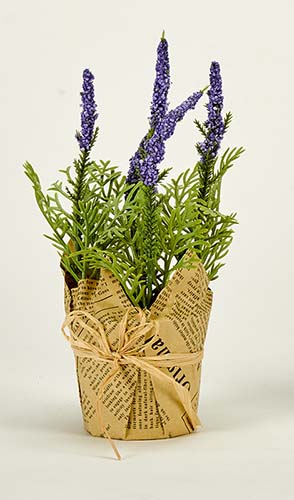 8" Artificial Lavender in 2.5" Plastic Pot with Newspaper