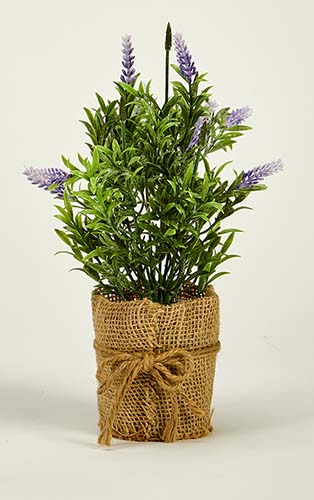 11" Artificial Lavender in 3" Burlap Pot