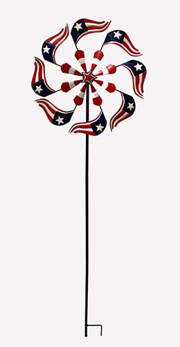 62" Kinetic Metal Americana Flag Wind Spinner Garden Stake