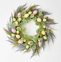 24" Lavender Wreath w/ Easter Eggs on Natural Twig Base