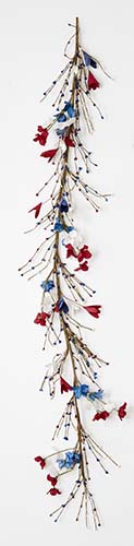 60" Red, White & Blue Americana Flowers Garland