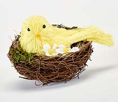 4" Yellow Bird in Nest
