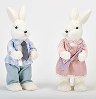14" Boy and Girl Standing Dressed Bunny, 2 Assorted