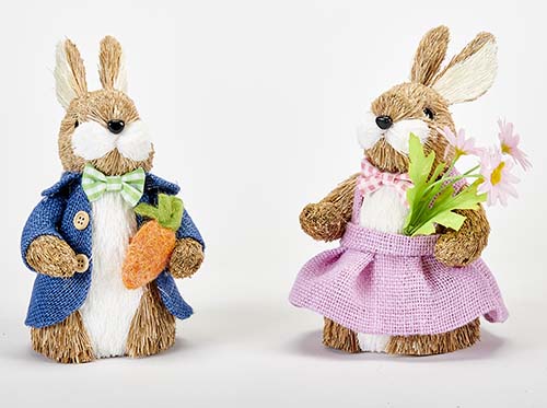 8" Tabletop Easter Bunny Holding Carrot, 2 Assorted