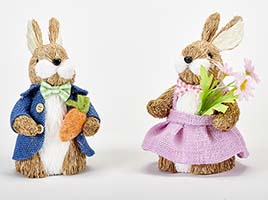 8" Tabletop Easter Bunny Holding Carrot, 2 Assorted